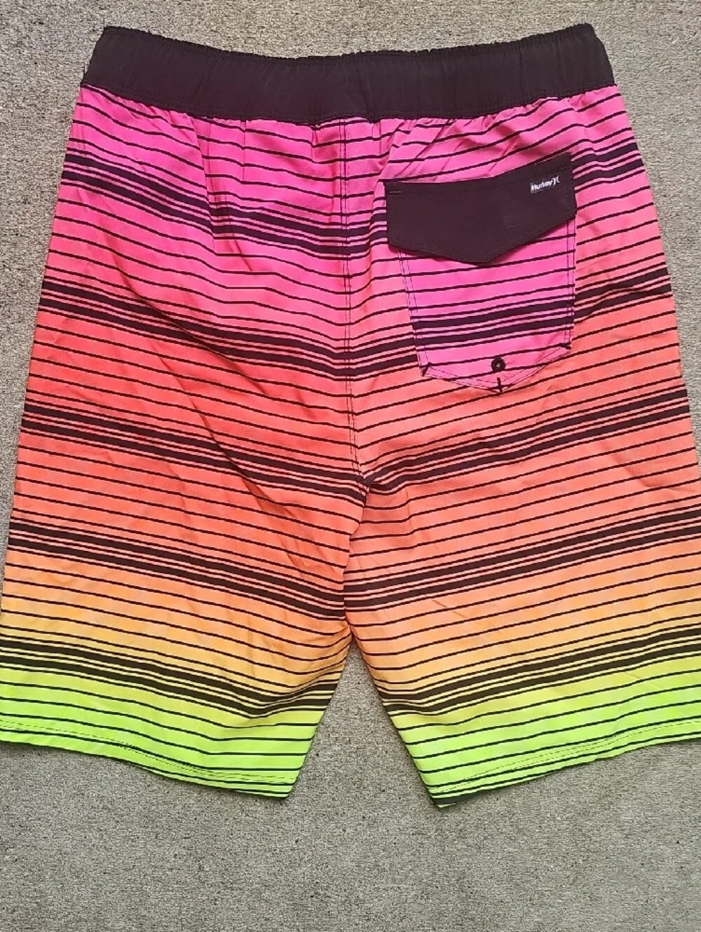Hurley Neon Gradient Stripe Swim Trunks Shorts Pink Orange Yellow Green Ombre 10